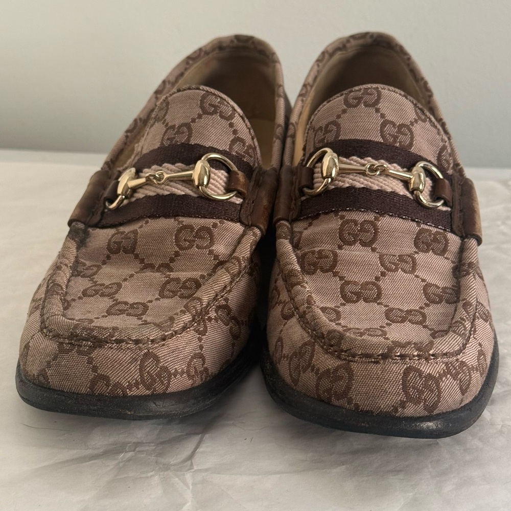 Gucci GG Supreme Monogram Canvas Horsebit Jordaan Brixton Loafers Brown 1953 7.5 - Picture 10 of 14